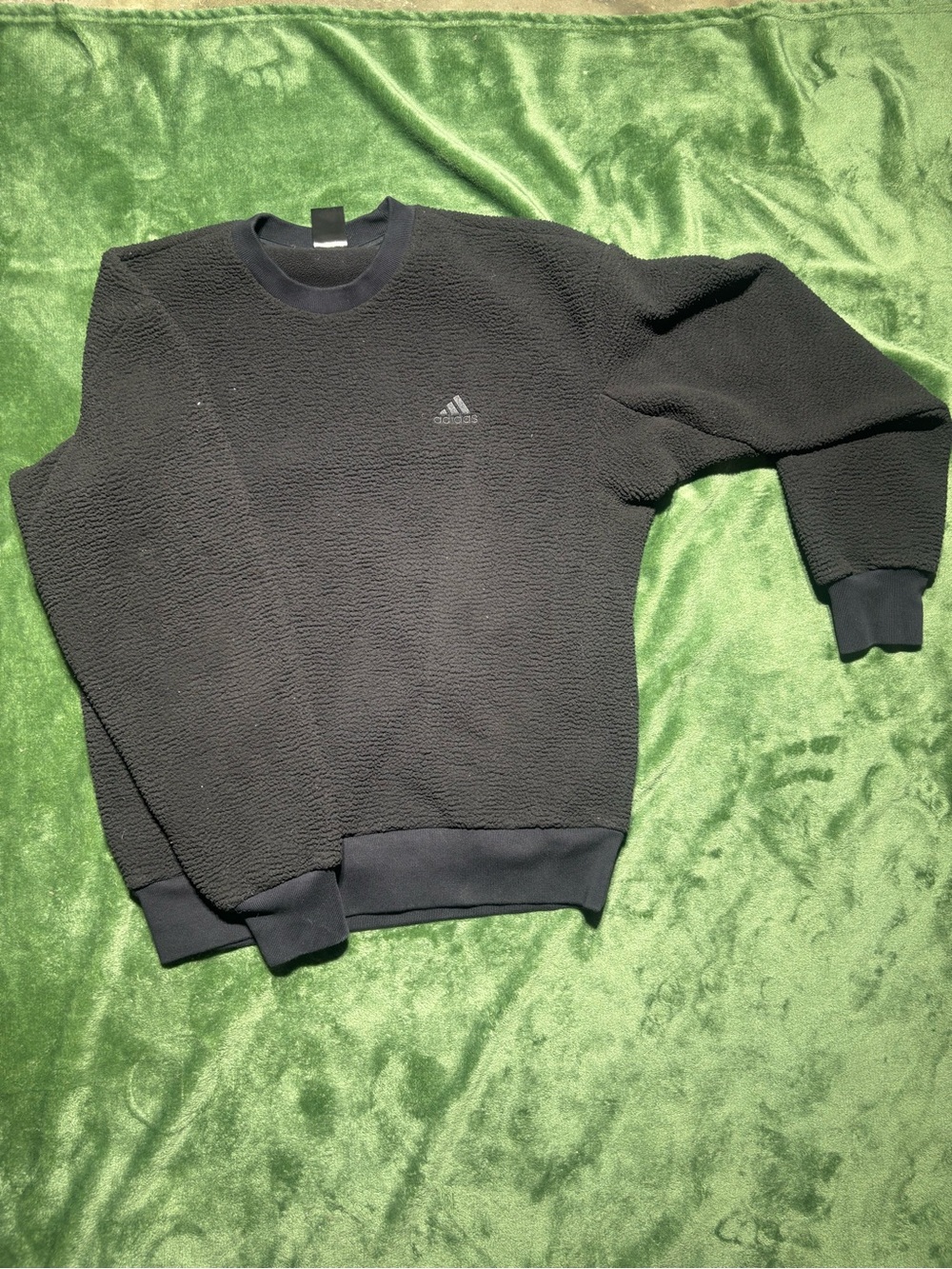adidas Black Crewneck Textured Fleece Pullover